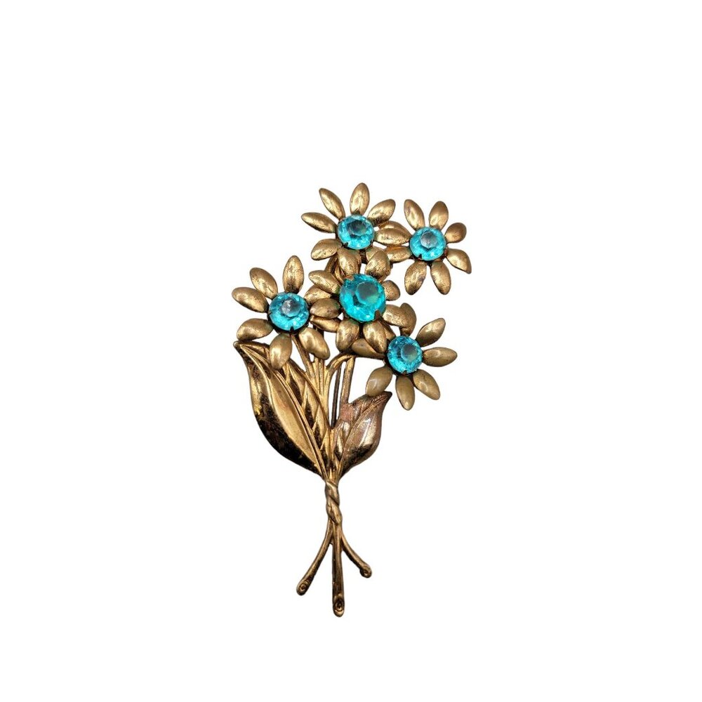 Unsigned Early Miriam Haskell Flower Brooch Flora… - image 5